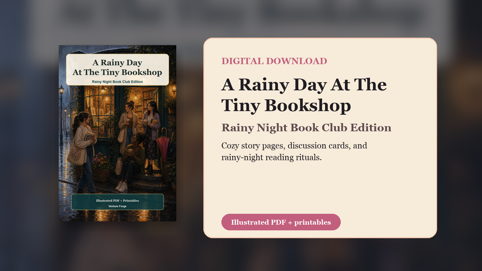 Book Club Host Bundle with discussion prompts, cozy story, and retreat-night planner