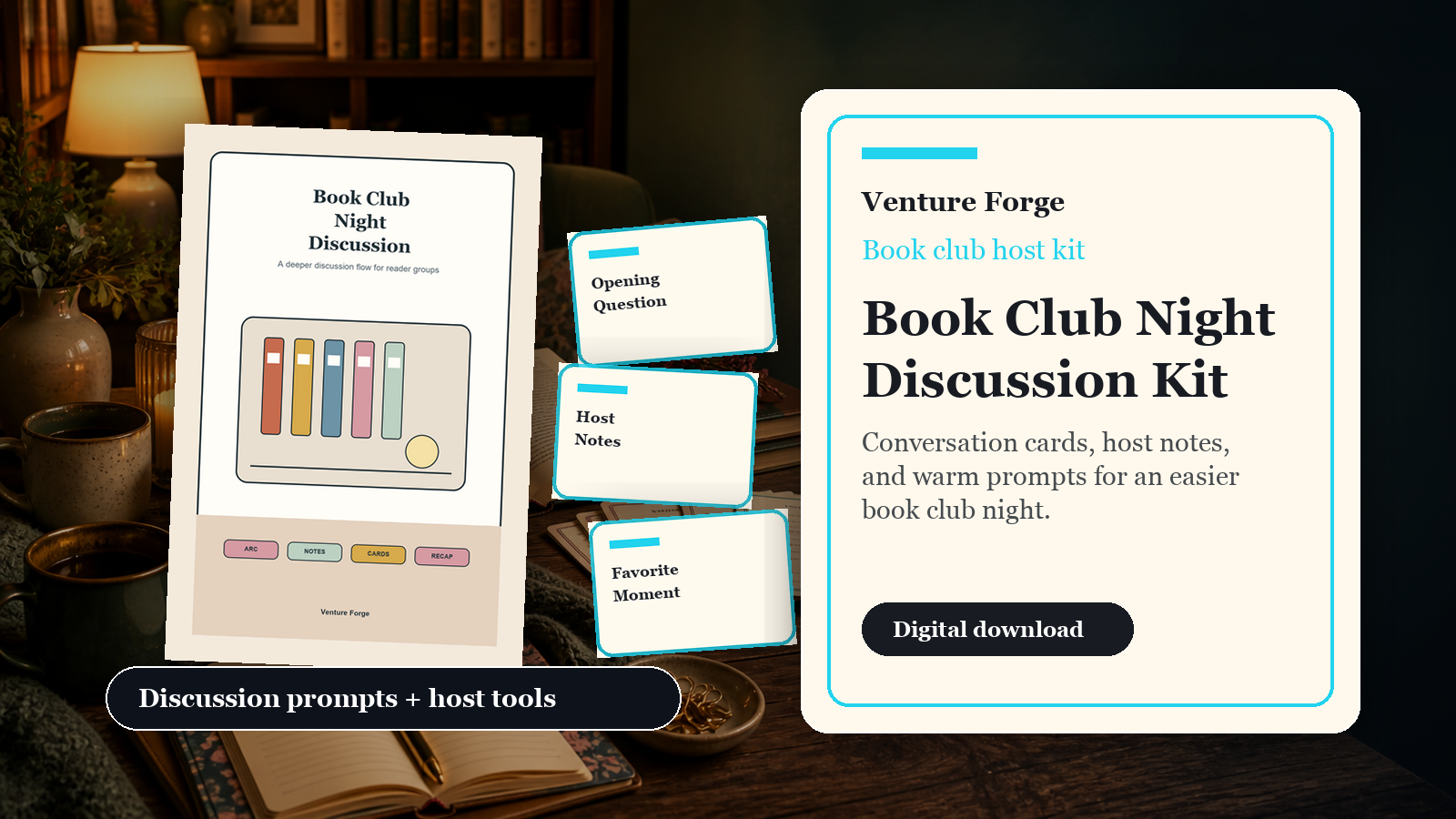 Printable pages from the Book Club Night Discussion Kit
