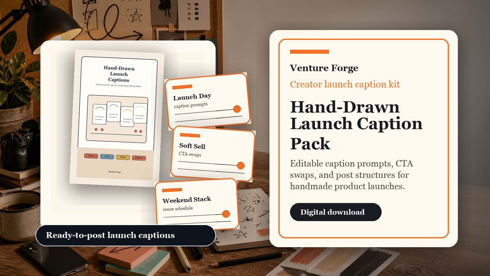 Digital cover for Hand-Drawn Launch Caption Pack