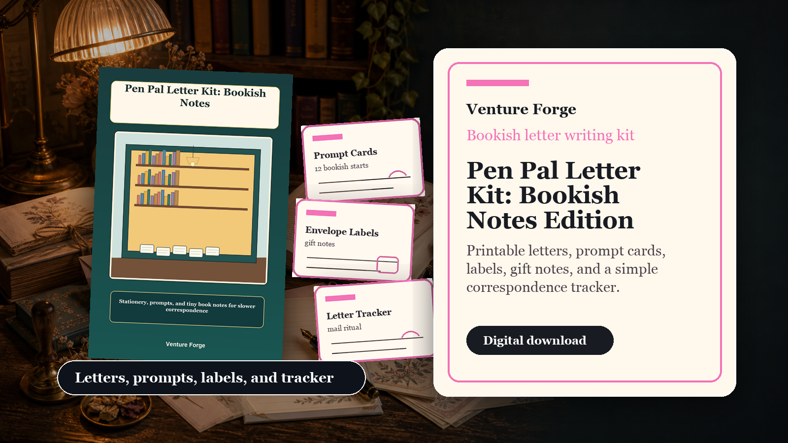 Digital cover for Pen Pal Letter Kit Bookish Notes Edition