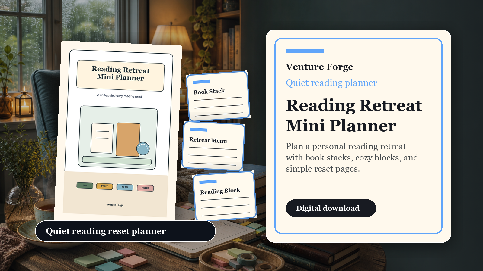 Printable pages from the Reading Retreat Mini Planner